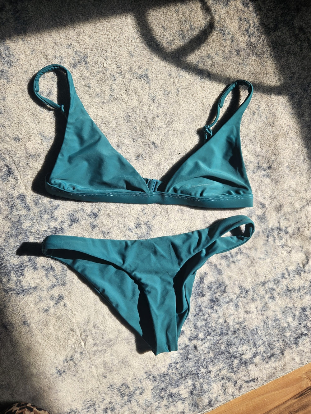 Women's Teal Triangle Bikini Set - Sleek Two-Piece Swim